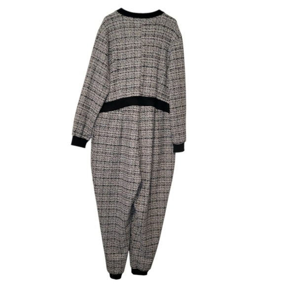 Nina Parker Tweed Black White Jogger Jumpsuit Dress Pant Tall Women Plus 2X 31in - Picture 6 of 16